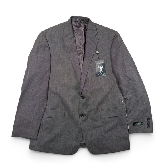 Lauren Ralph Lauren Blazer Mens 42R Regular Fit Ultraflex Gray Wool NWT Stetch - Picture 1 of 16